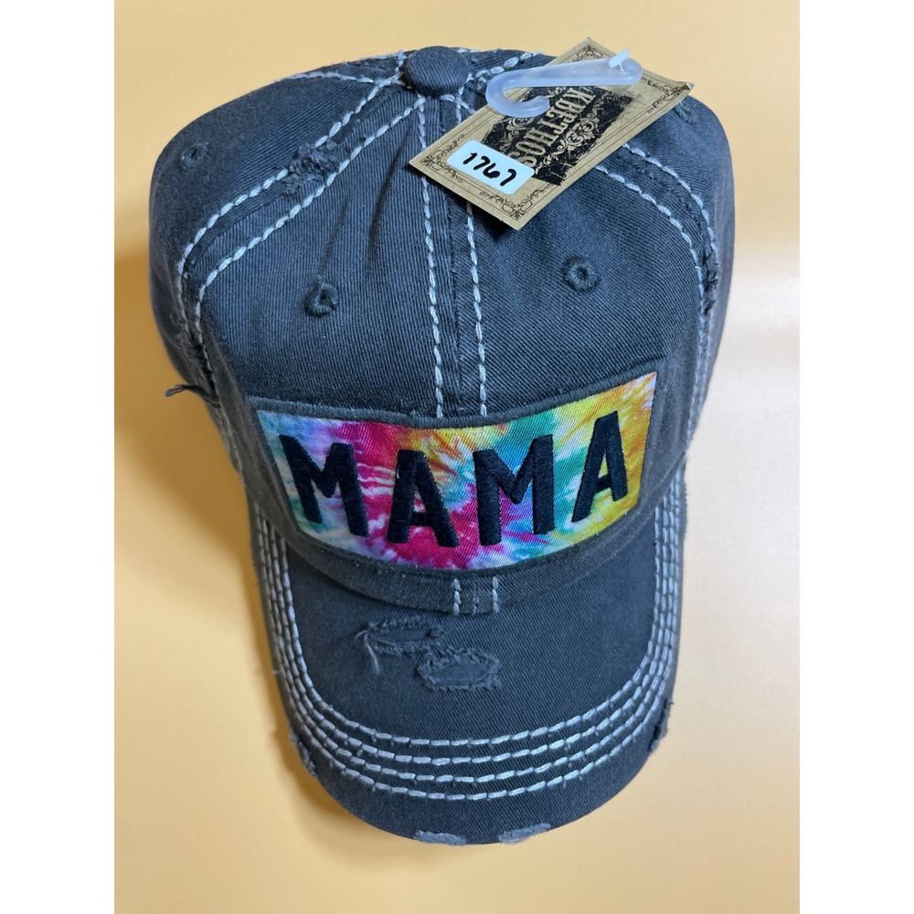 KBETHOS Mama Patch Ballcap Womens OSFM Grey NWT Distressed Tie Dye Trucker Hat